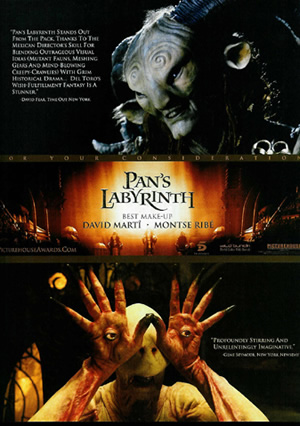 Cartel promocional de El Laberinto del Fauno para su candidatura al mejor maquillaje